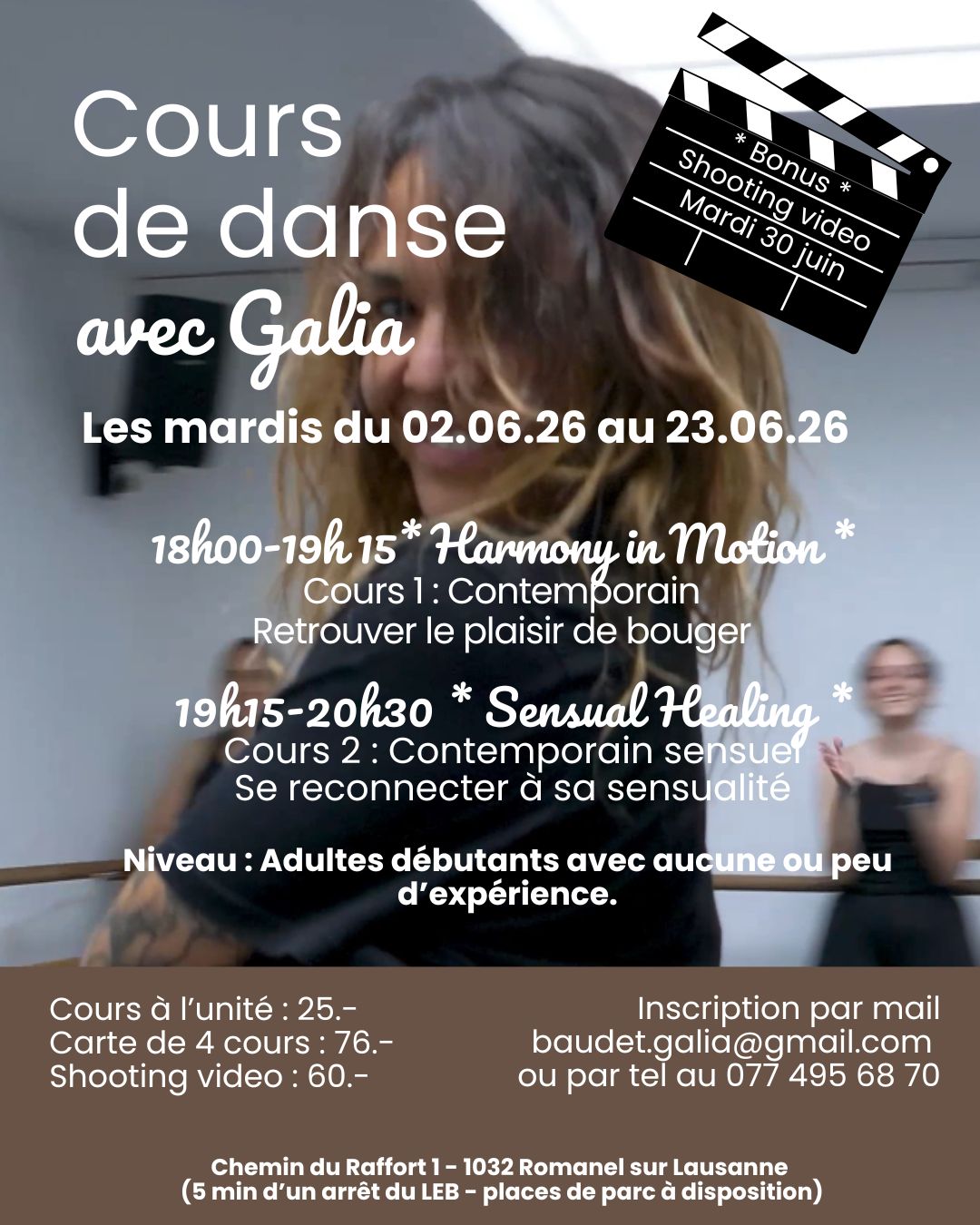 Flyer des cours de danse - Semestre 3 Lausanne